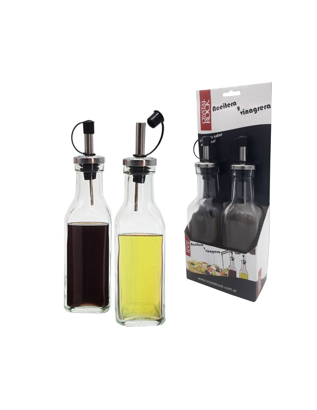 Aceitera - Vinagrera De Vidrio Pico Acero