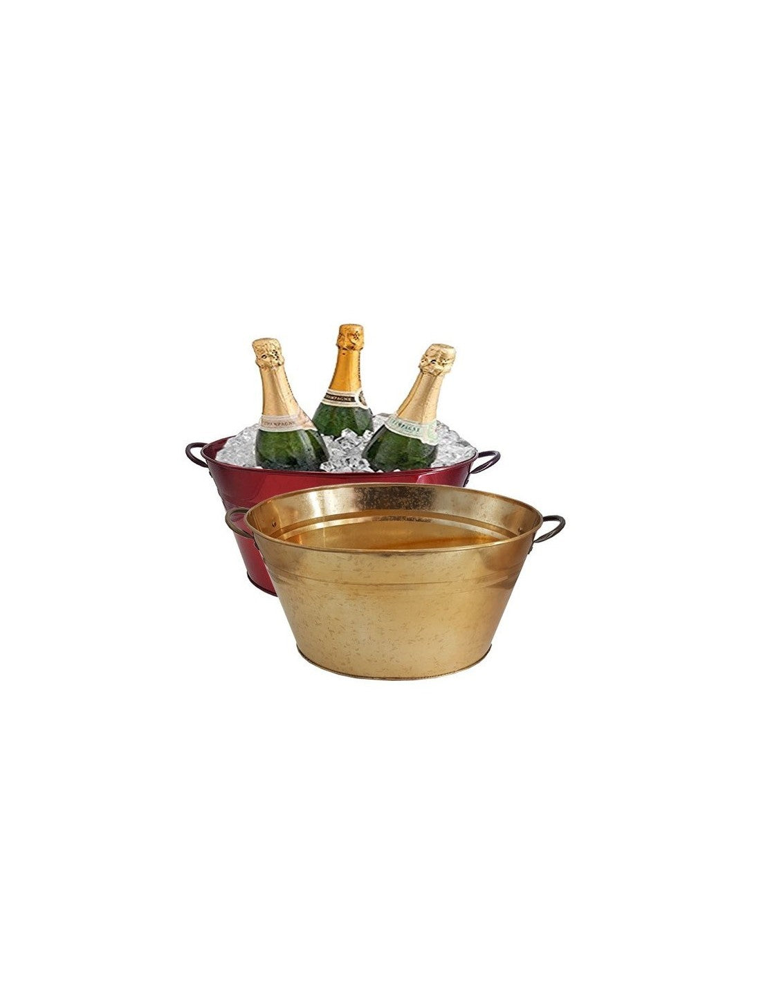 Balde Champagne Oval Grande De Chapa Rojo