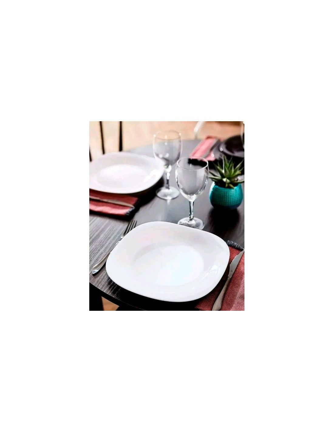 Plato Cuadrado Hondo Vidrio De 22,5 Cm - Nfsp90