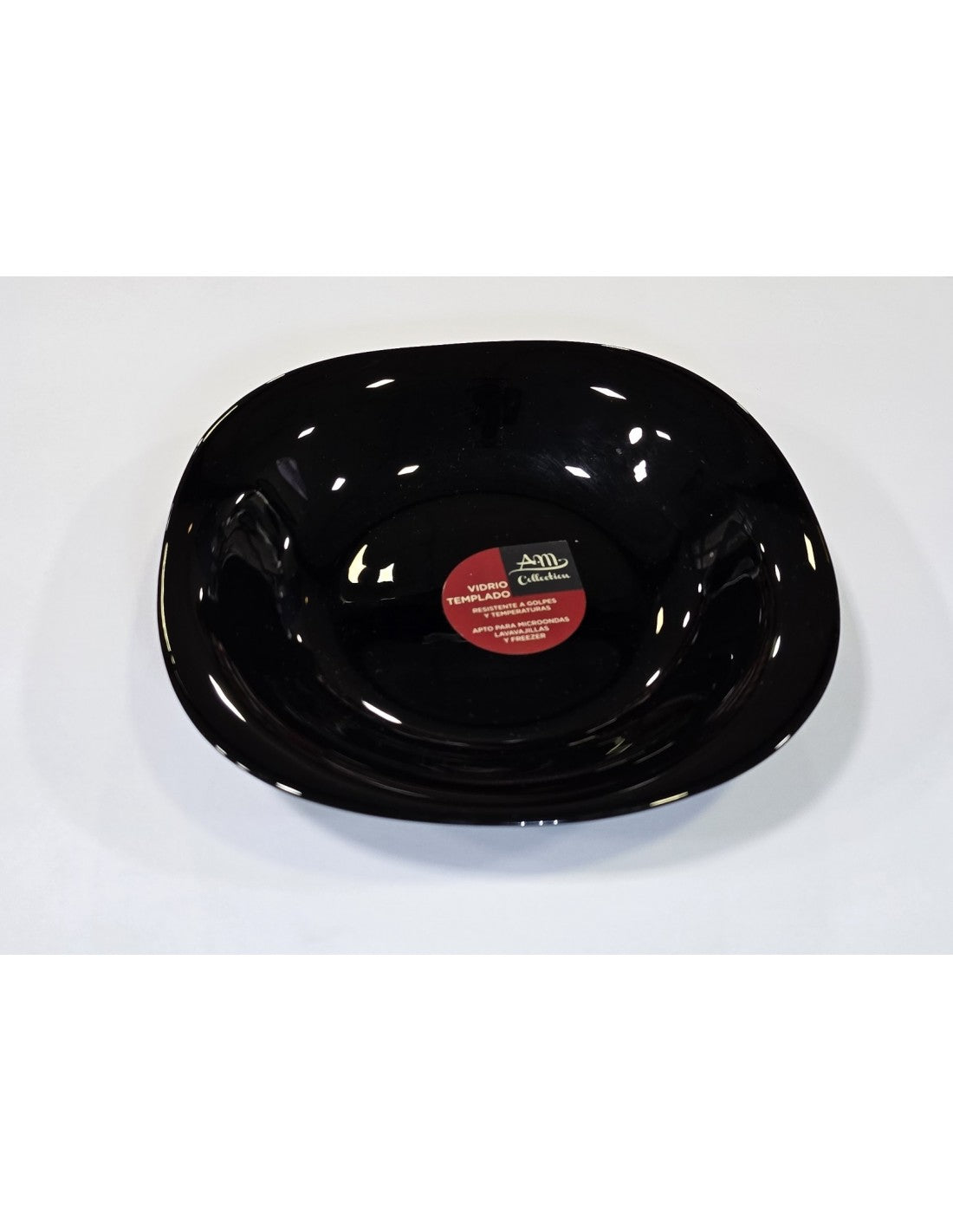 Plato Cuadrado Negro Hondo Vidrio De 22,5 Cm
