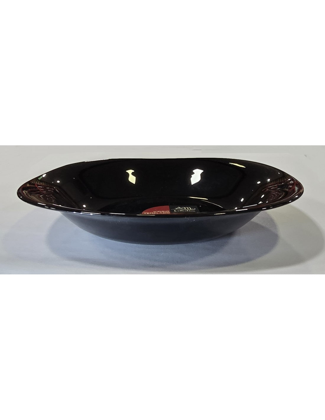 Plato Cuadrado Negro Hondo Vidrio De 22,5 Cm