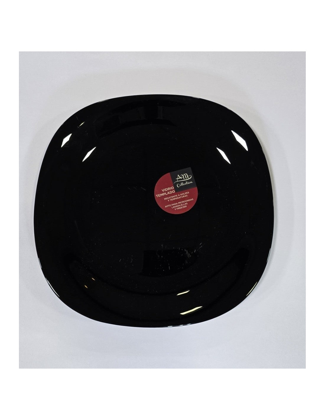 Plato Cuadrado Negro Postre Vidrio De 20 Cm