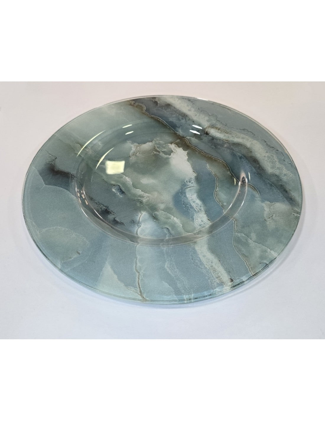Plato Vidrio Hondo De 28 Cm Onix Aqua 500 Cc