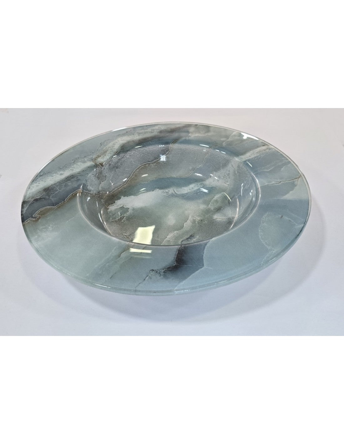 Plato Vidrio Hondo De 28 Cm Onix Aqua 500 Cc