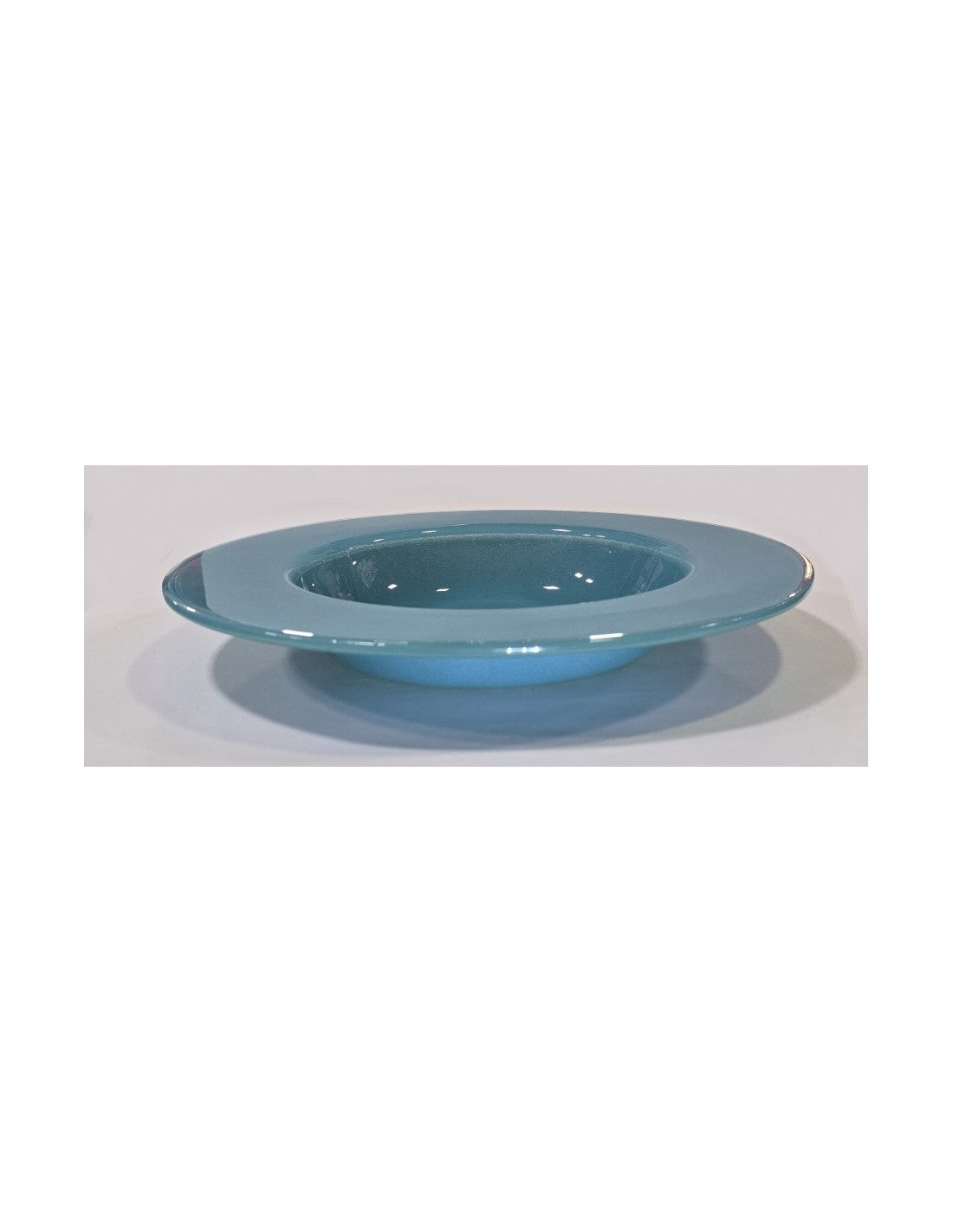Plato Vidrio Hondo De 28 Cm Turquesa 500 Cc