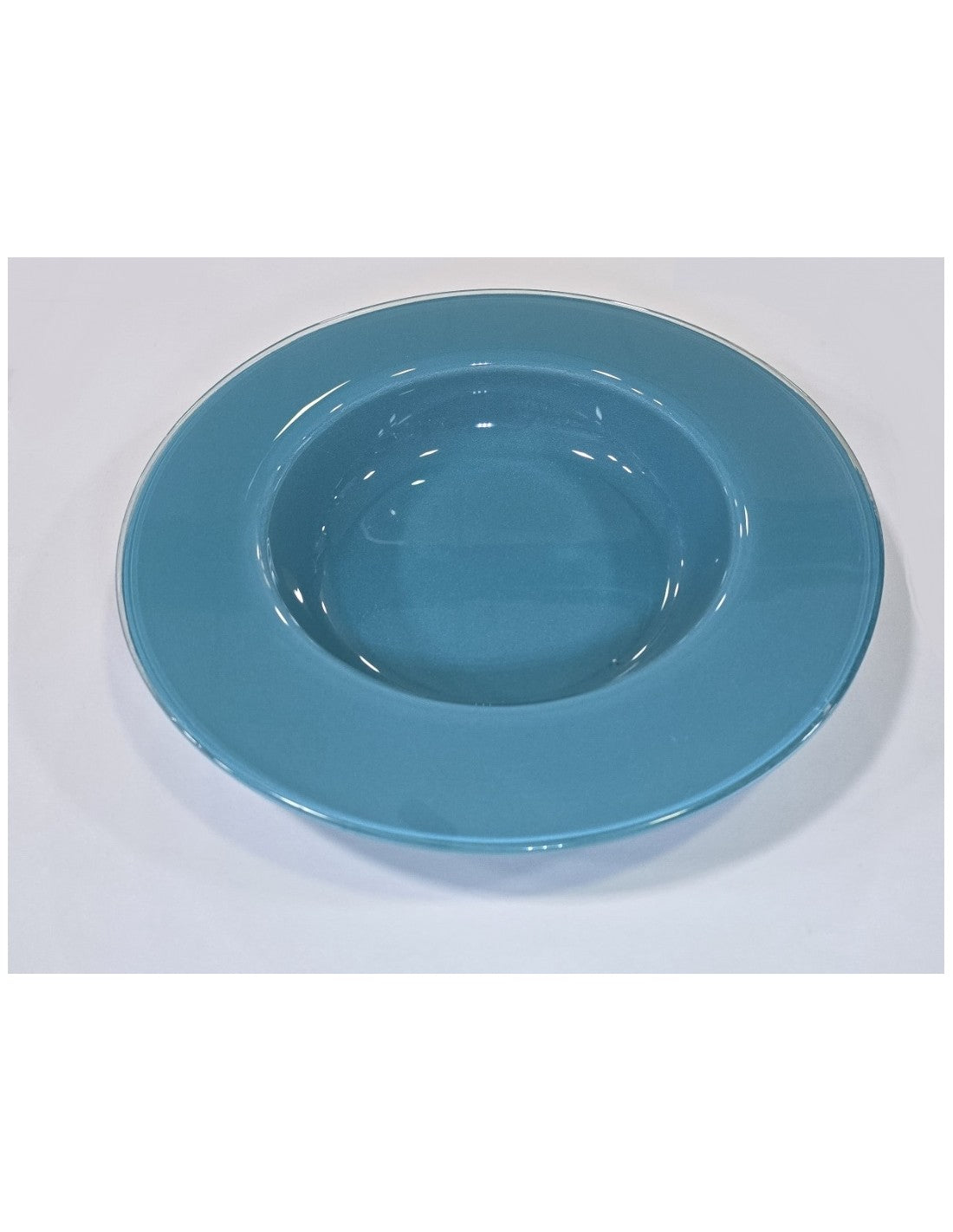 Plato Vidrio Hondo De 28 Cm Turquesa 500 Cc