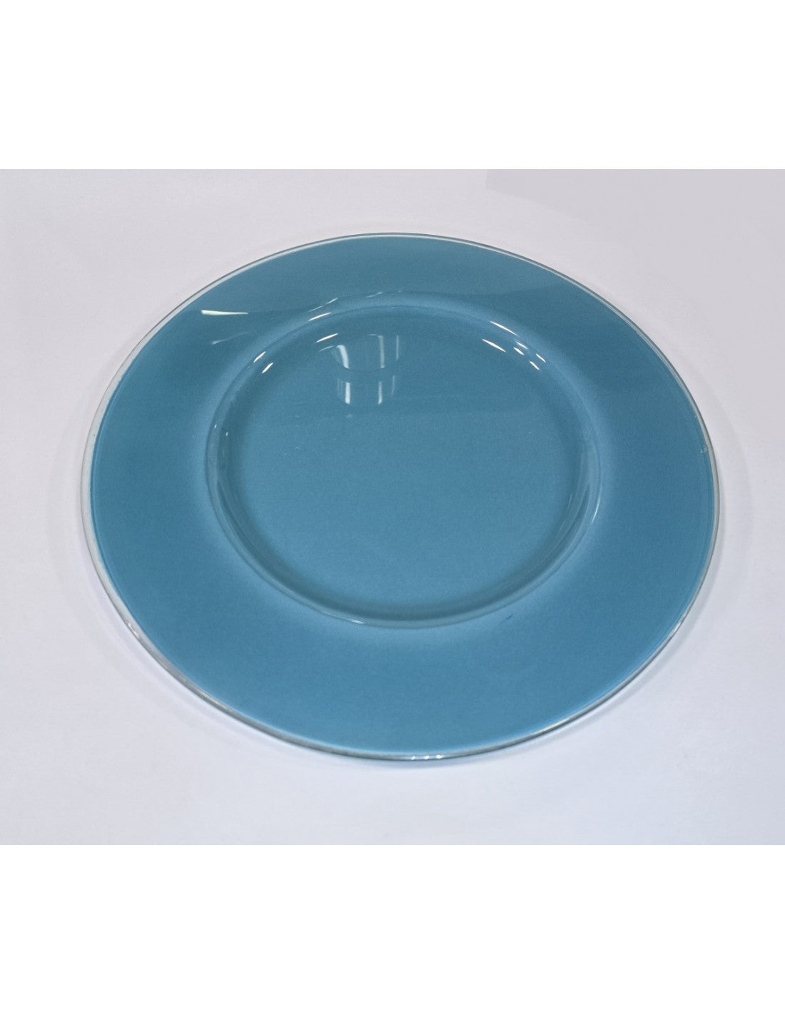 Plato Vidrio Playo De 28 Cm Turquesa